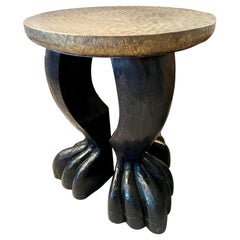 Jacques Garcia Hand Carved Le Lion Side table with Brass Top