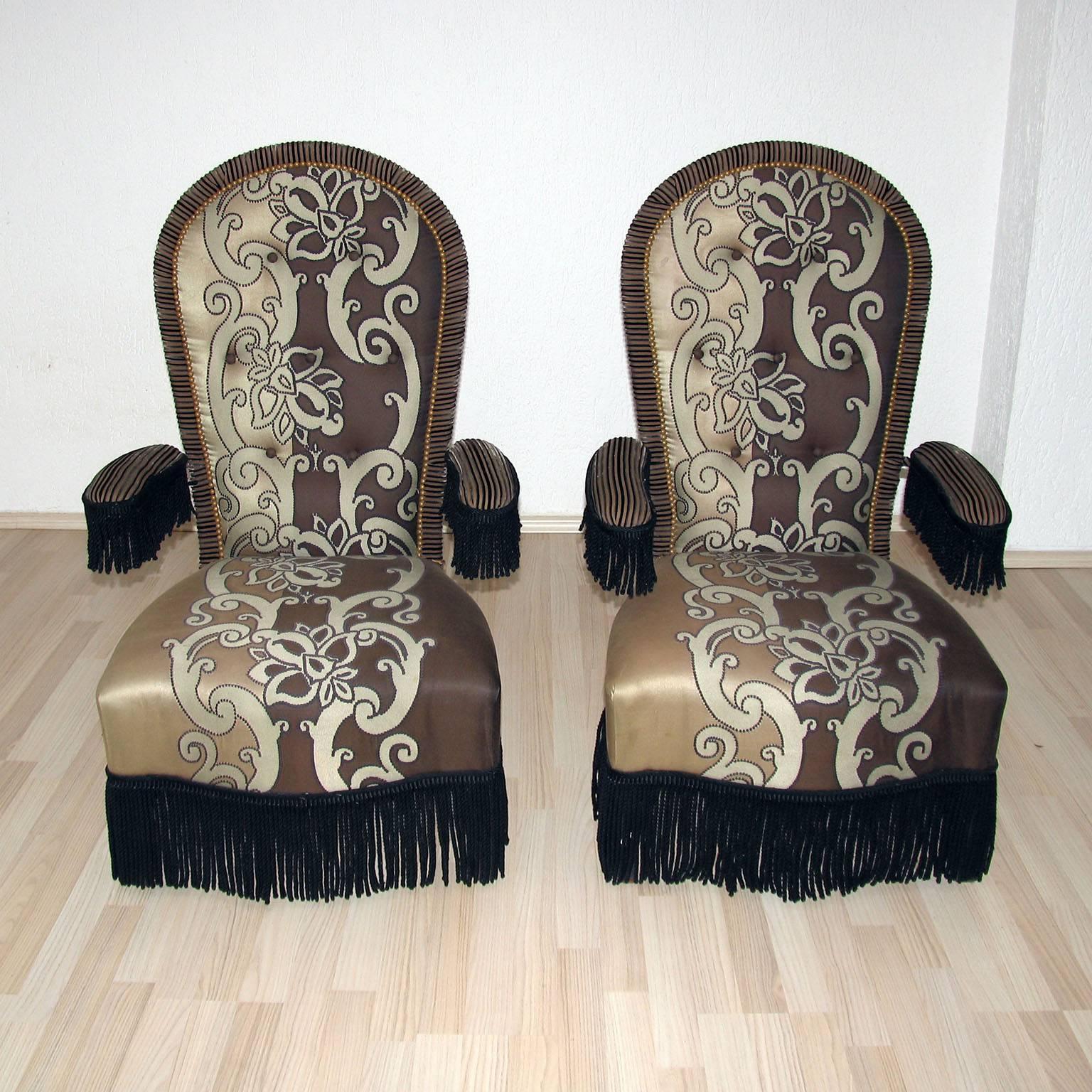 Contemporary Napoleon III Style Pair of Luxurious Armchairs Designed by Jacques Garcia