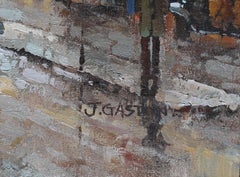 Champs Elysses at Dusk, Impressionist Oil Painting by Jacques Gaston