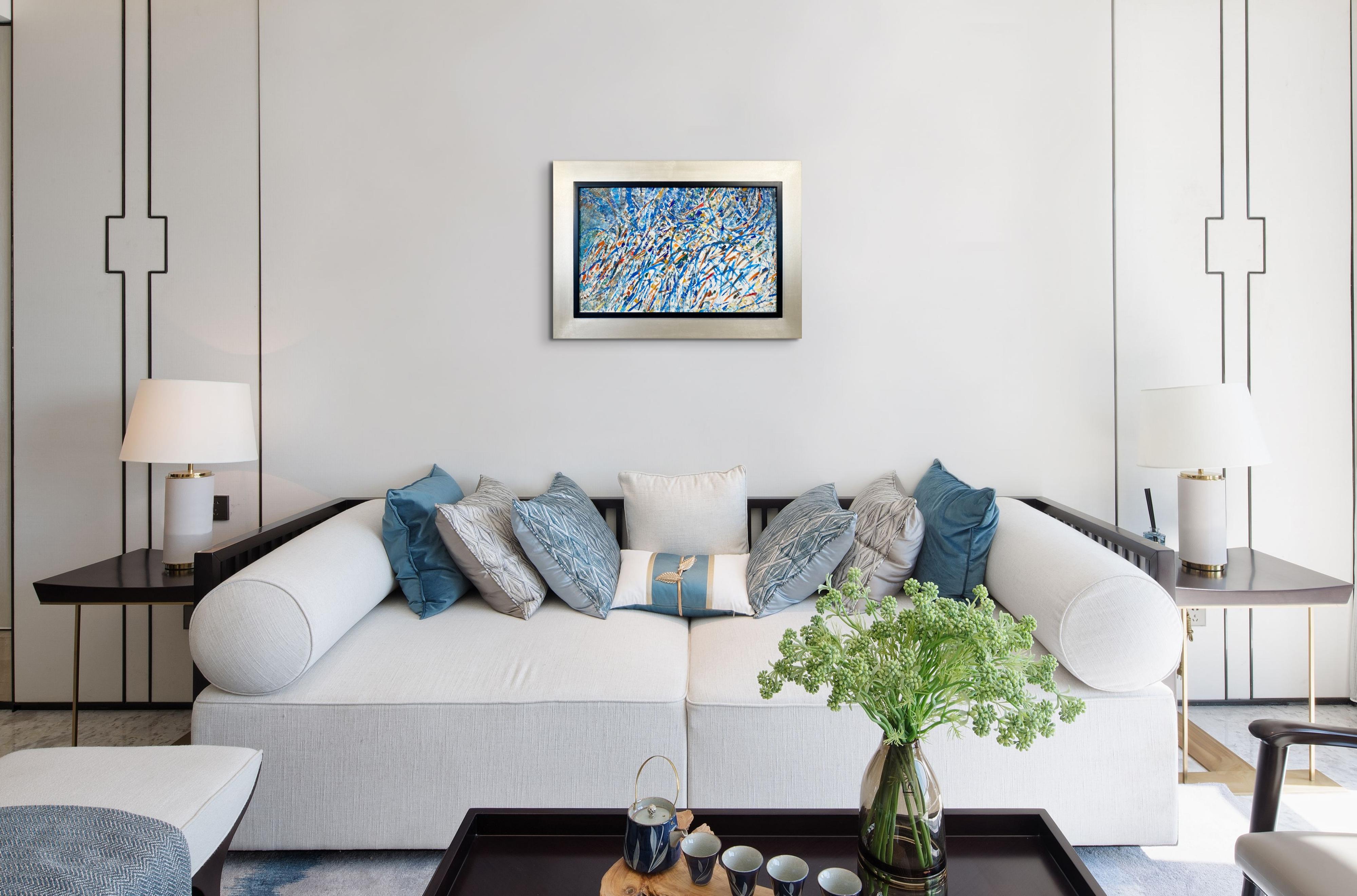 Composizione Astratta in Blues - Painting Astratto di Jacques Germain