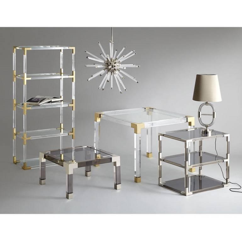 Contemporary Jacques Grand Cocktail Table in Lucite and Brass For Sale