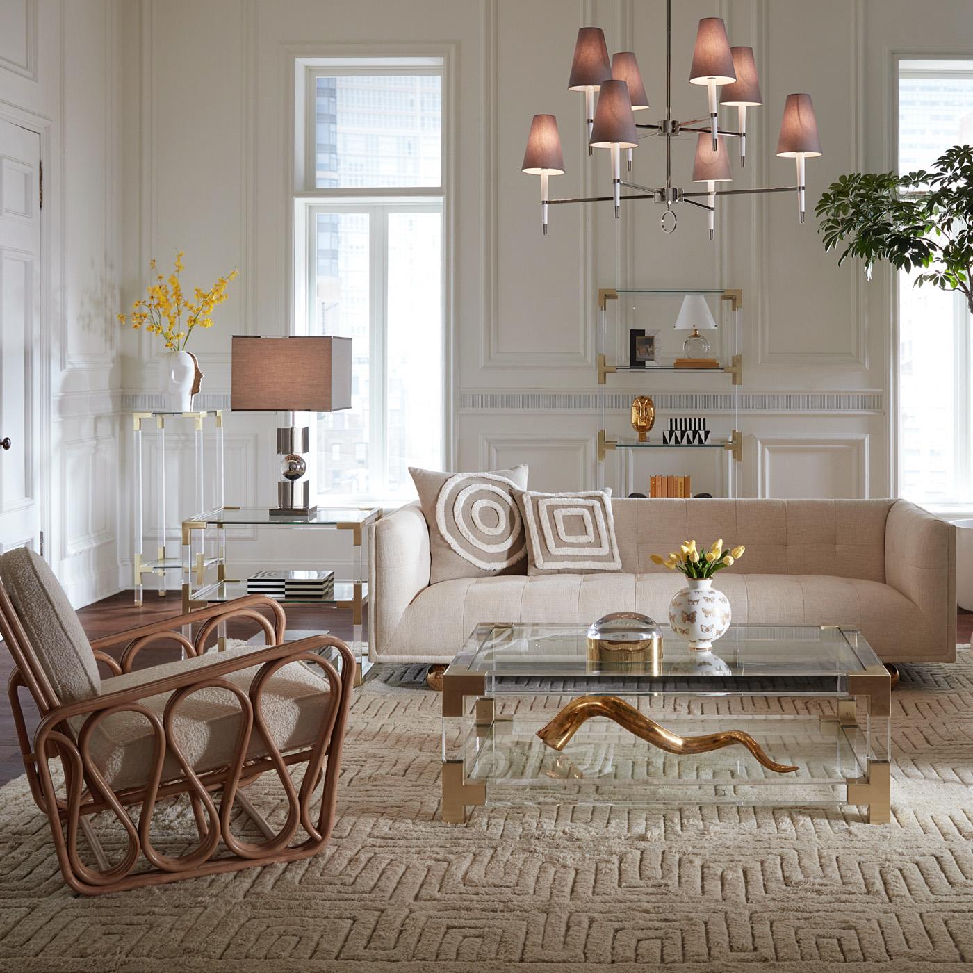 XXIe siècle et contemporain Table à cocktail Grand Jacques en Lucite et laiton en vente
