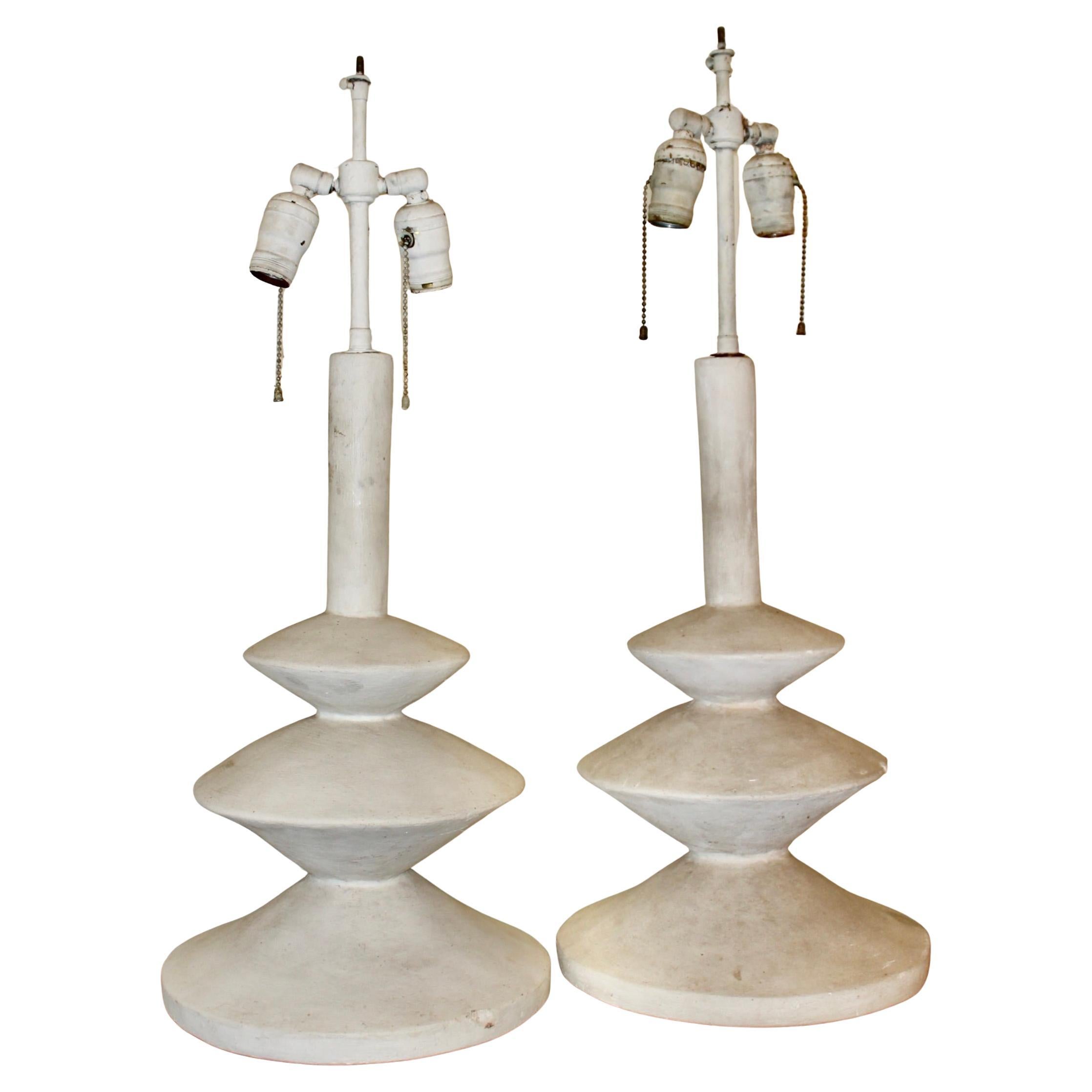 Jacques Grange 'Giacometti' YSL Plaster Table Lamps