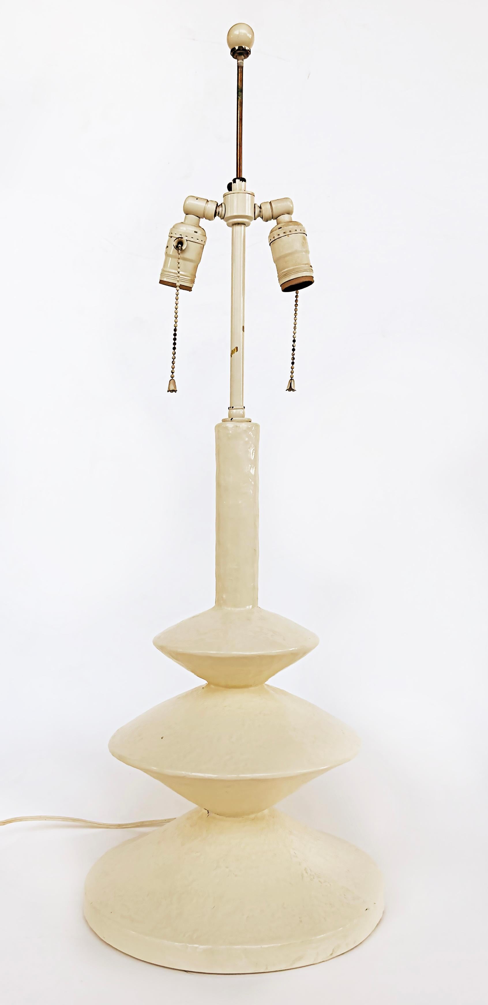 Mid-Century Modern Jacques Grange Plaster Table Lamps Sirmos Attributed Giacometti Manner