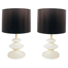 Jacques Grange Plaster Table Lamps Sirmos Attributed Giacometti Manner