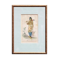 Antique "Homme Acadien" Hand Tinted Engraving from Costumes de Différents Pays Series 