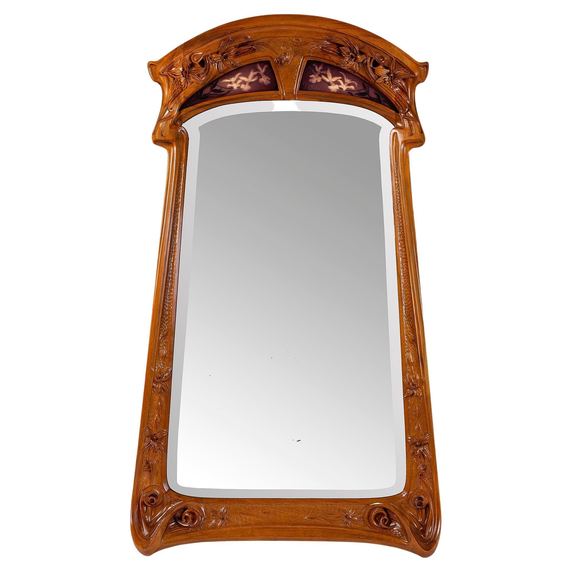 Jacques Gruber "Aux Orchidée" Mirror For Sale at 1stDibs