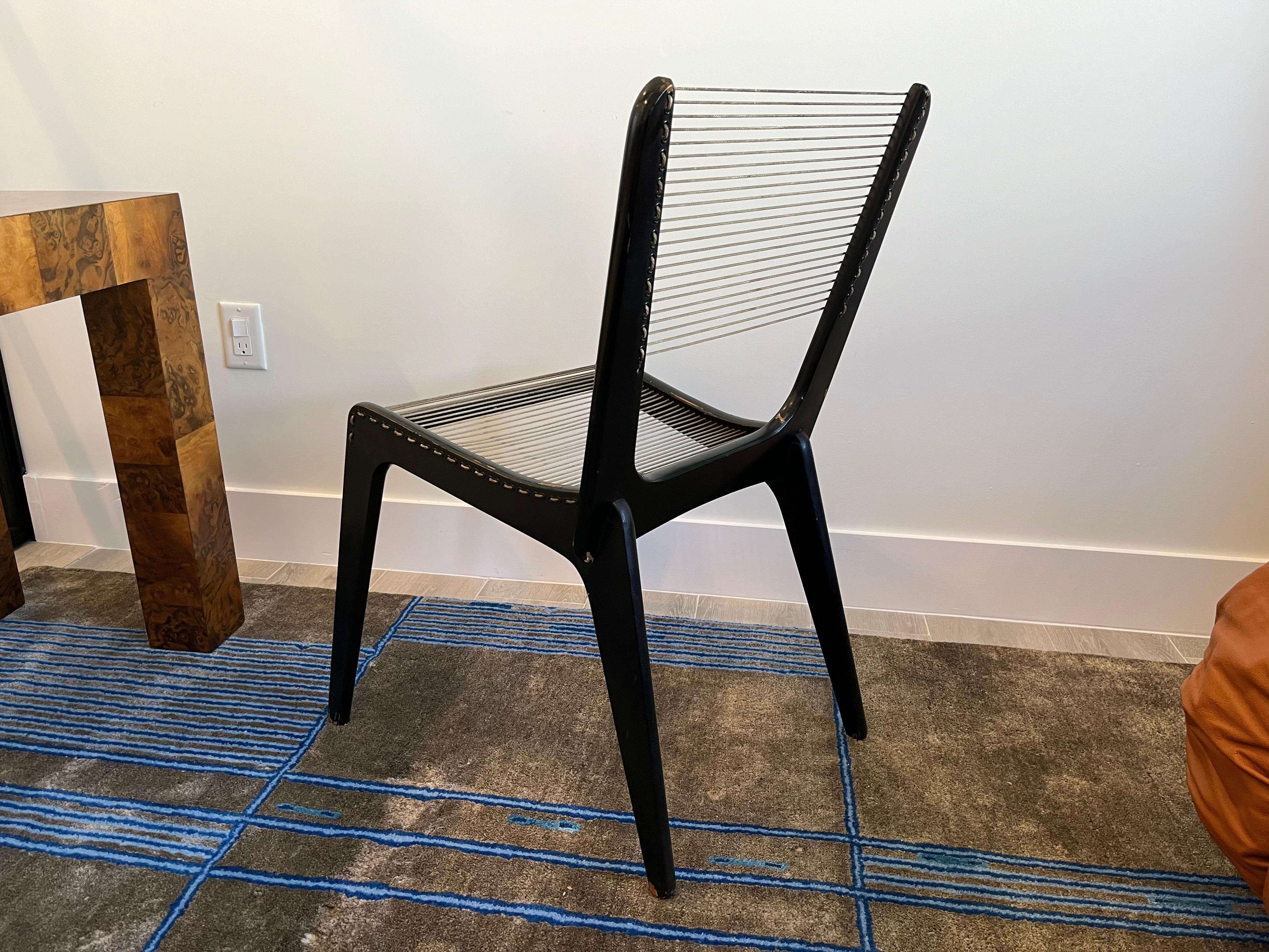 Mid-20th Century Jacques Guillon Cord Chair Black 1950s For Sale