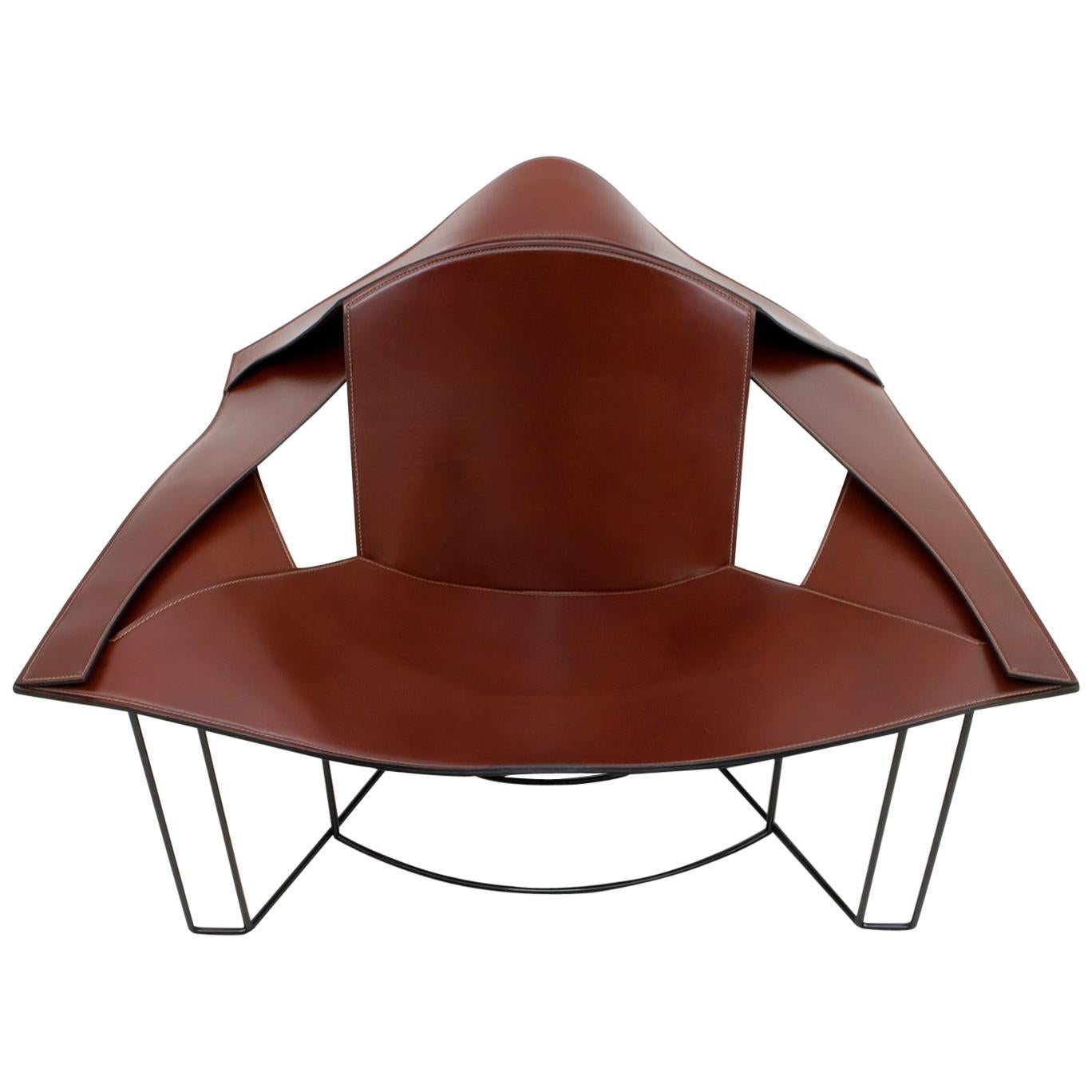 Jacques Harold Pollard Modern Italian Leather Lounge Chair for Matteo Grassi
