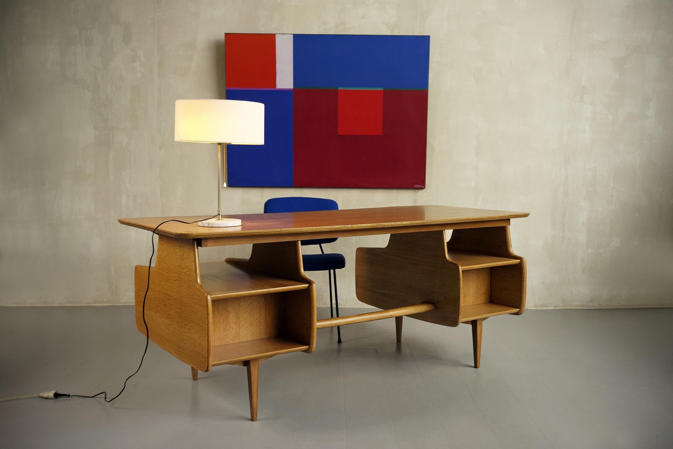 Mid-Century Modern Jacques Hauville, Executive Desk for Bema France 1950 For Sale