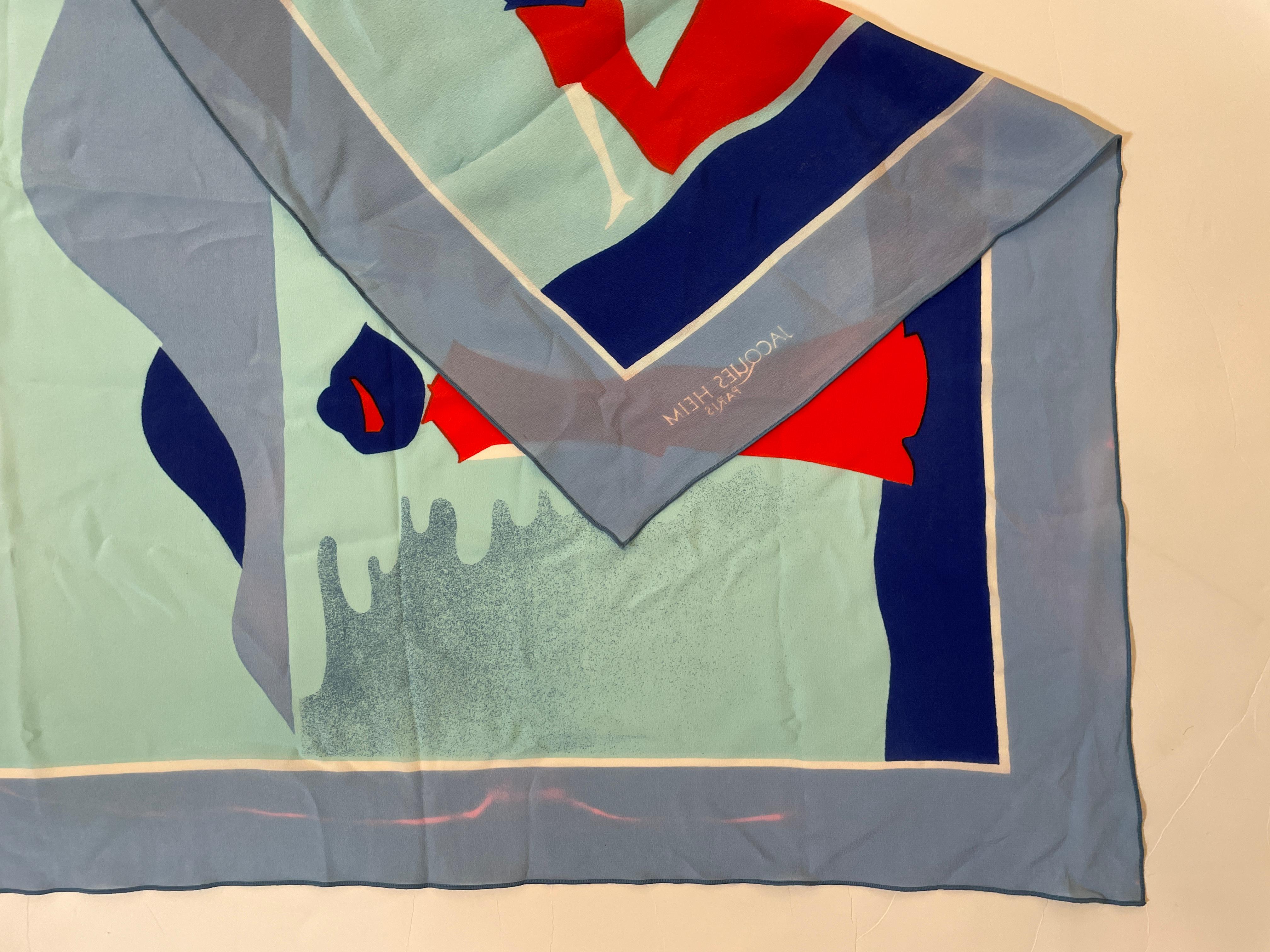 Jacques Heim Abstract Art Silk Scarf 1960s For Sale 5