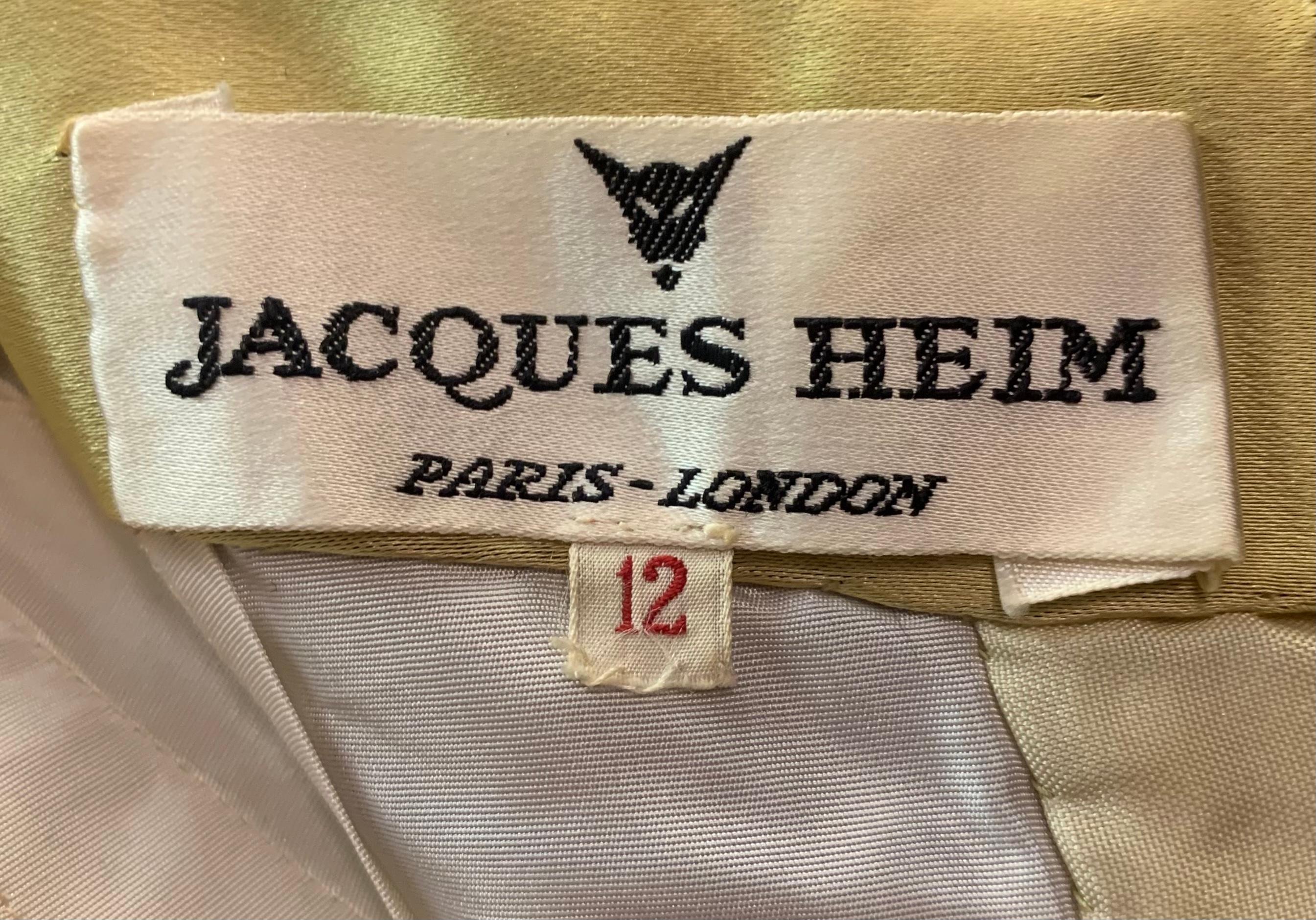 Jacques Heim Couture-Abendkleid aus goldfarbenem Seidensatin, ca. 1960er Jahre im Angebot 7