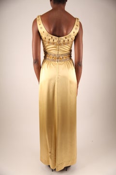 Jacques Heim couture gold silk satin evening gown, circa 1960s