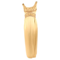 Retro Jacques Heim couture gold silk satin evening gown, circa 1960s