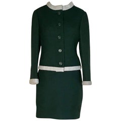 Jacques Heim Jeannes Filles for Bonwit Teller Forest Green Skirt Suit, 1960s