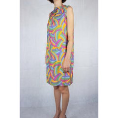 Jacques Heim psychedelic print silk cocktail dress. circa 1960s