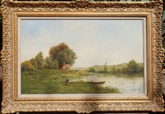 Jacques Henri Delpy Barbizon Painting “Bordes De Riviere”