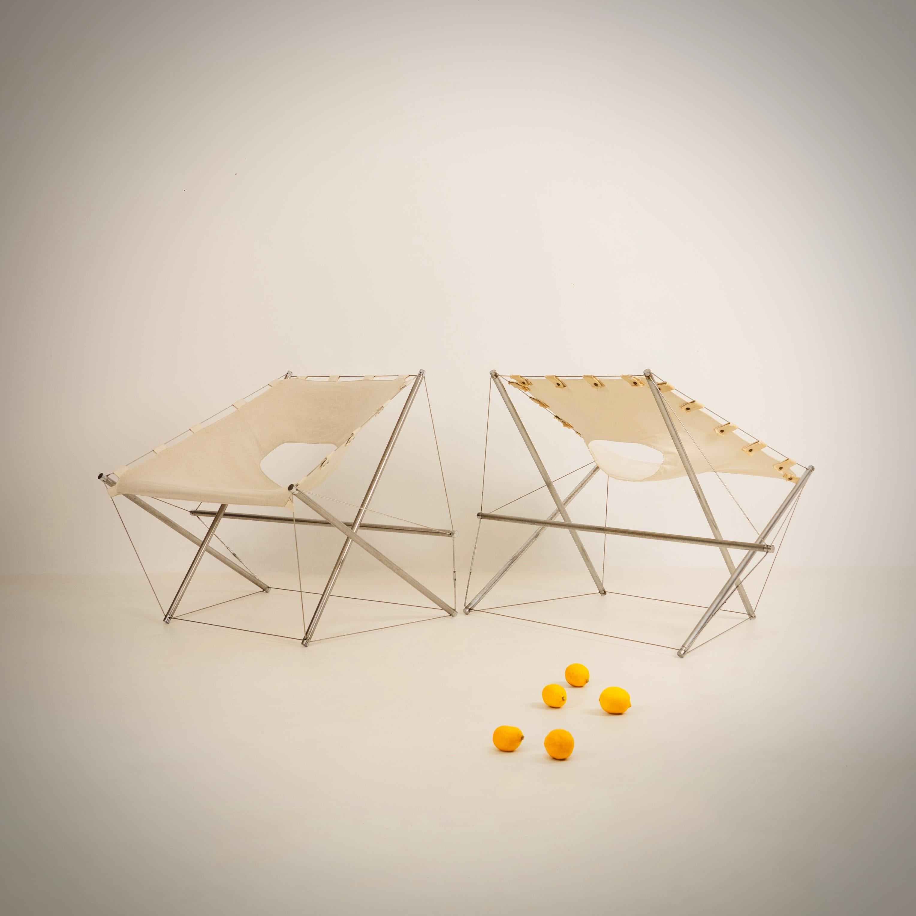 Minimalismo Jacques Henri Varichon, Rara coppia di poltrone Galaxie, Steiner, 1969 in vendita