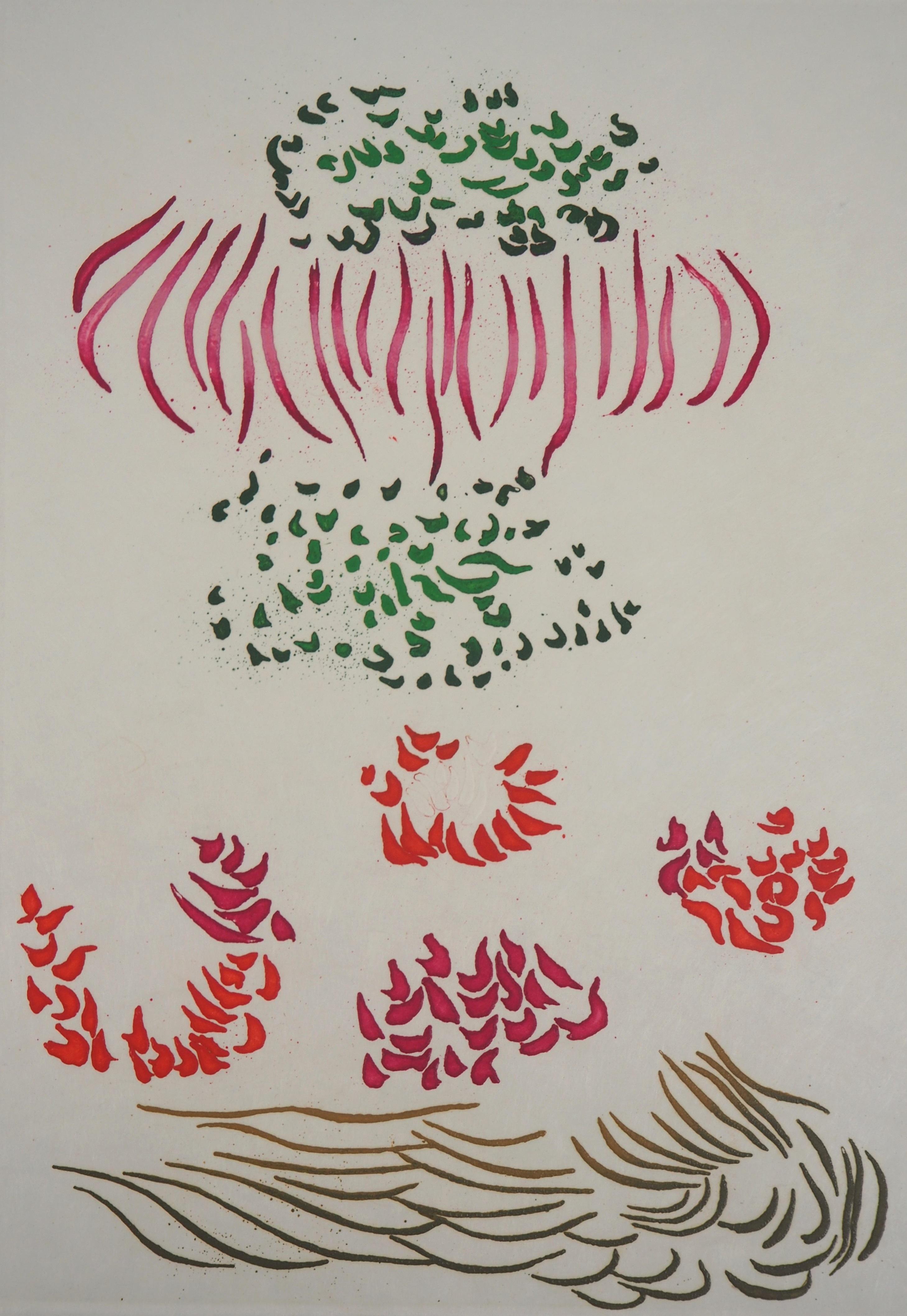 Surrealists flowers - Original color Etching and Aquatint  - Print by Jacques HEROLD
