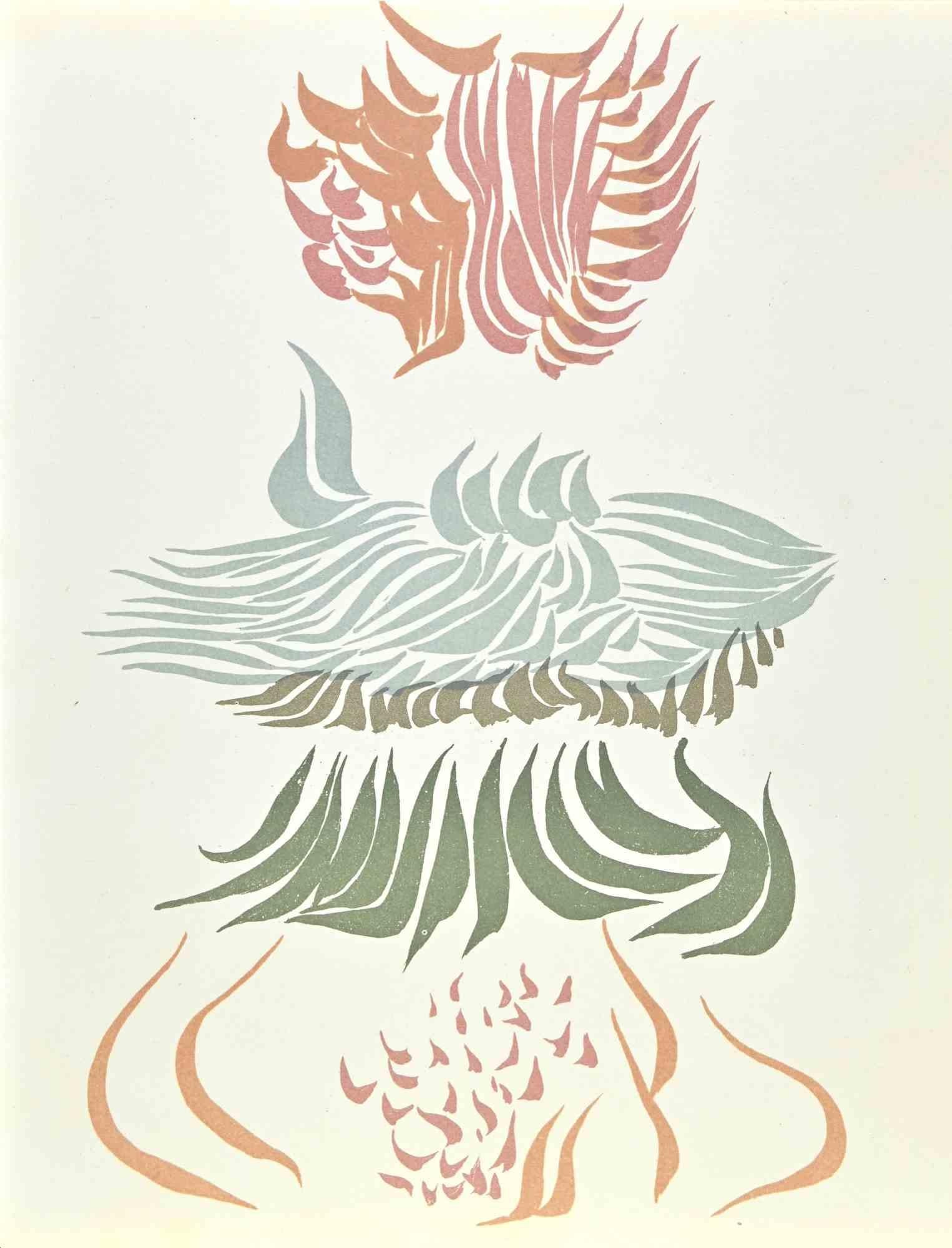 Surrealist Lithograph, 1974, Unframed, Excellent Condition