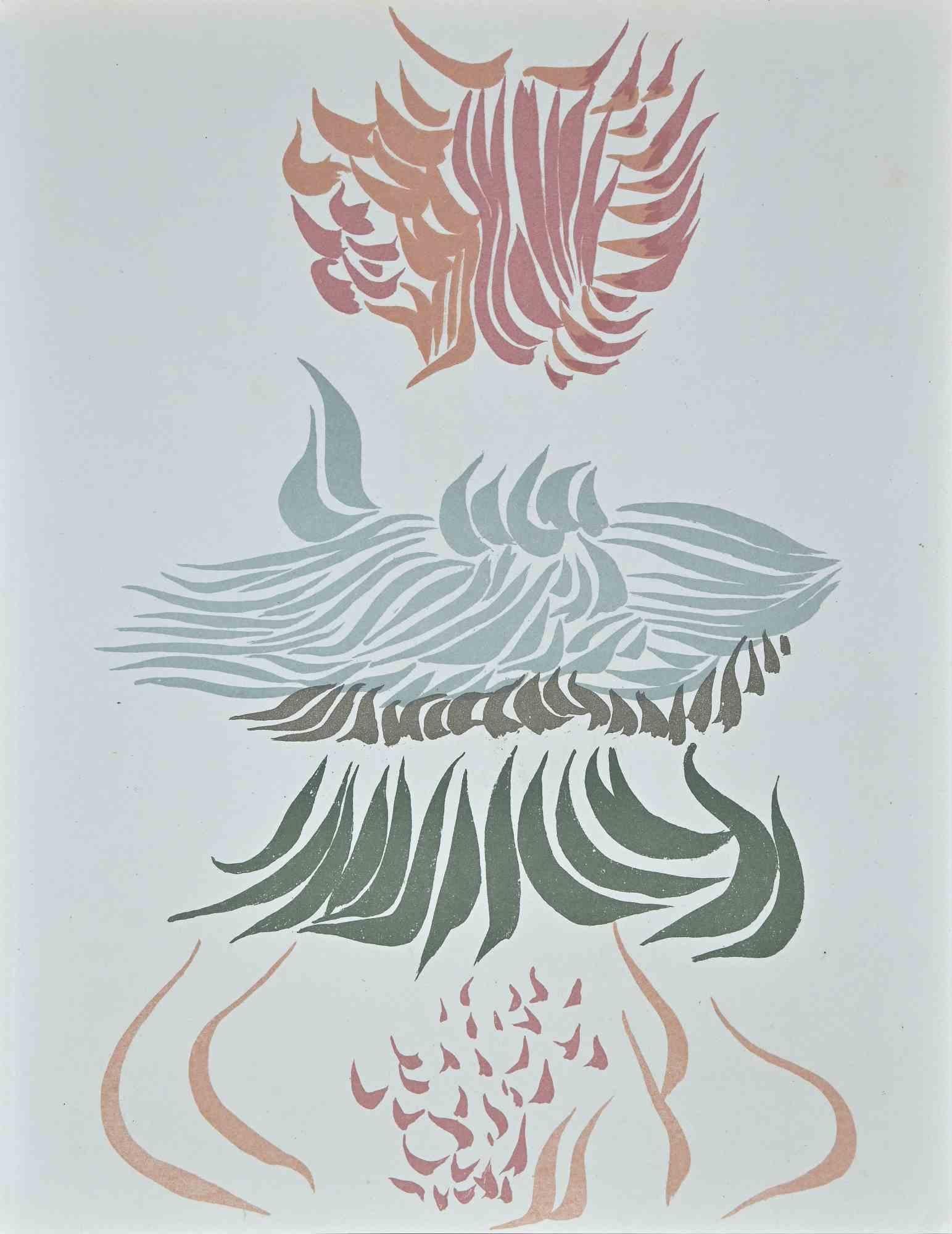 Jacques Herold Abstract Print - Untitled - Original lithograph by J. Hérold - 1974