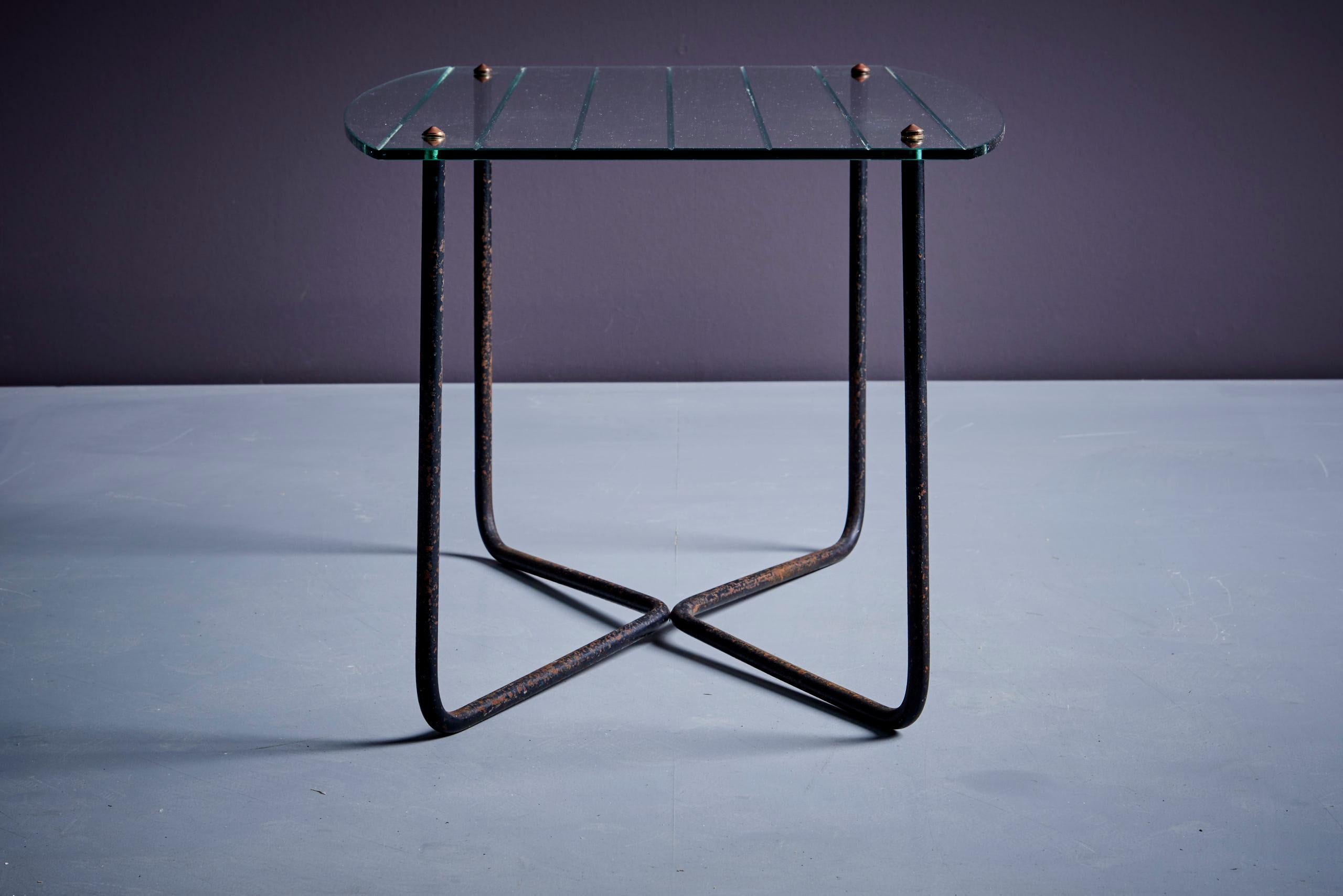 Jacques Hitier Coffee Table in Glass and Iron France - 1950s For Sale 3