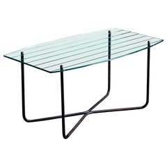 Mesa de centro Jacques Hitier de cristal y hierro Francia - Años 50