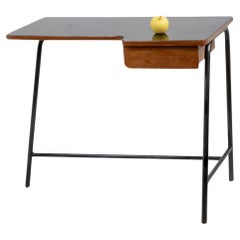 Jacques Hitier for MBO, Desk in oak and black metal, year 1951