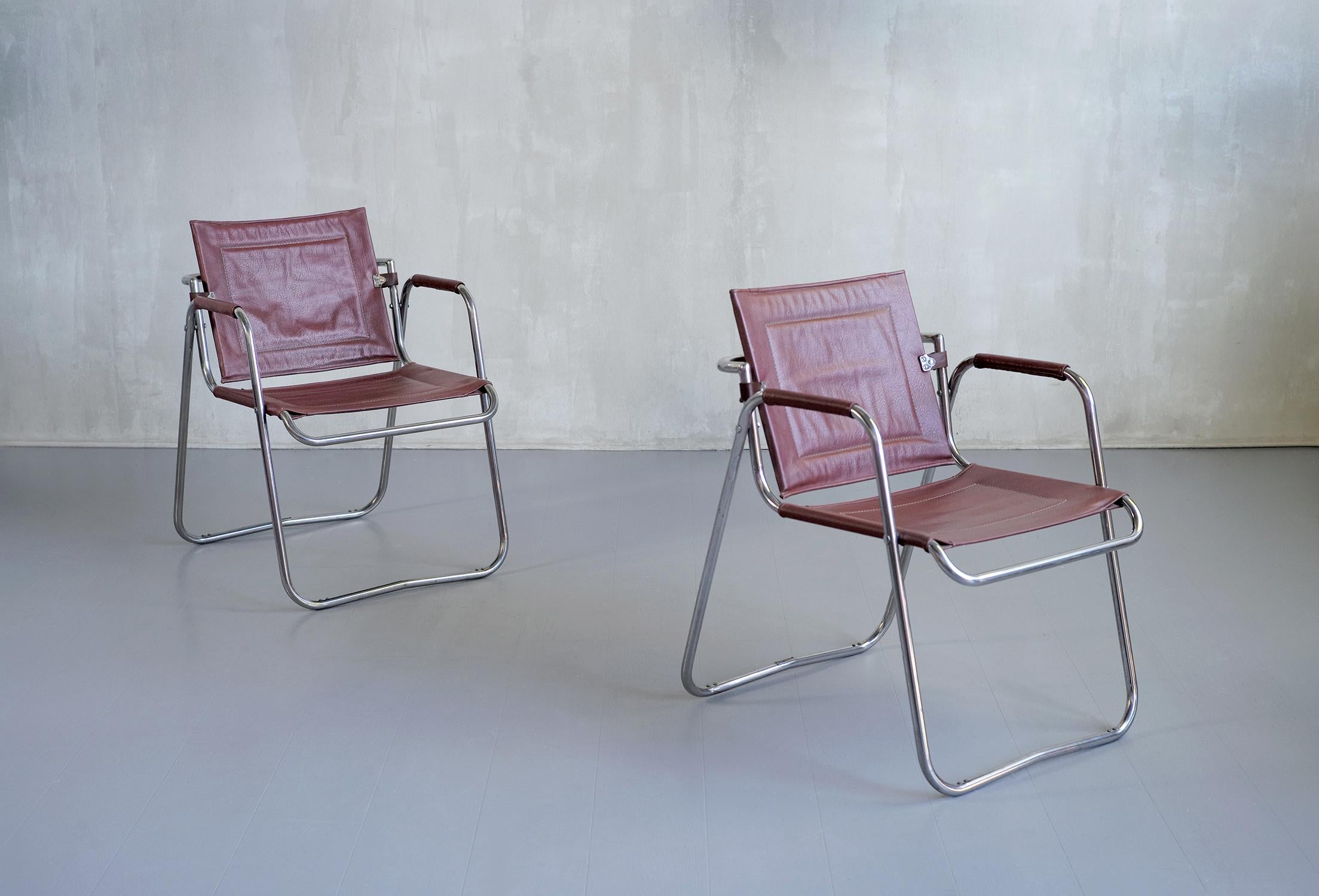Jacques Hitier, Pair of Tubauto Armchairs, France, 1950 For Sale 3