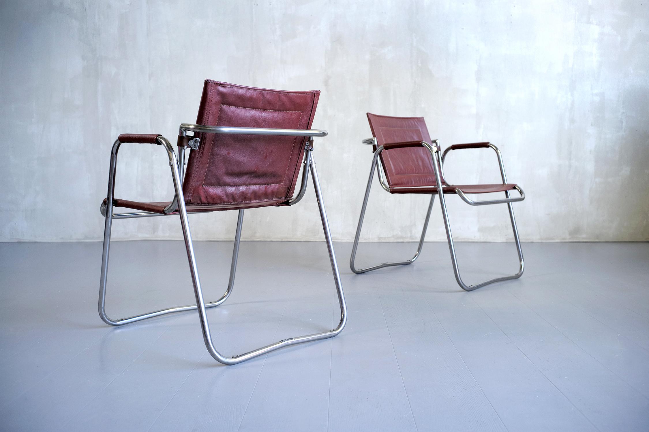 Metal Jacques Hitier, Pair of Tubauto Armchairs, France, 1950 For Sale