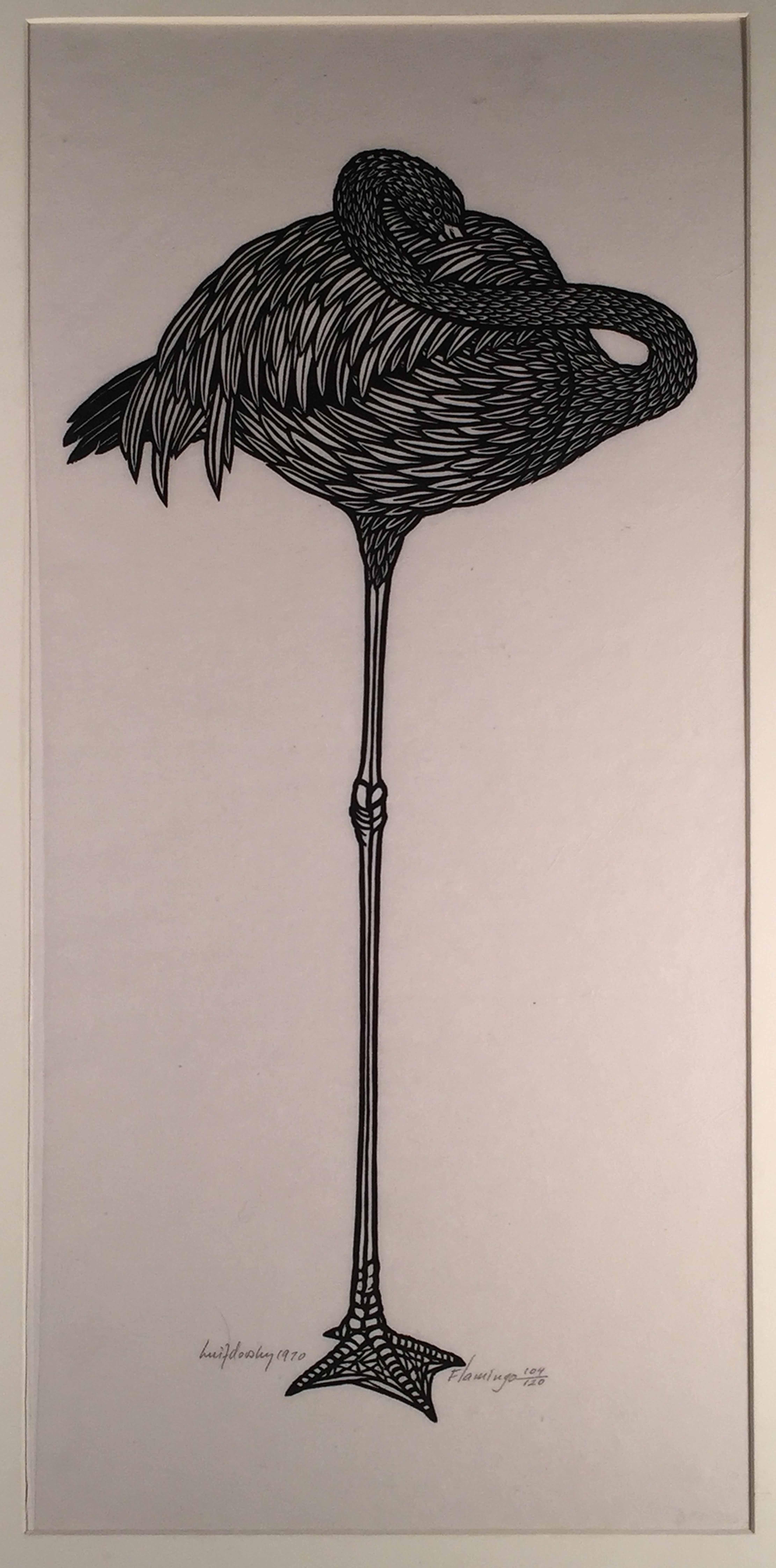 Jacques Hnizdovsky Animal Print - FLAMINGO