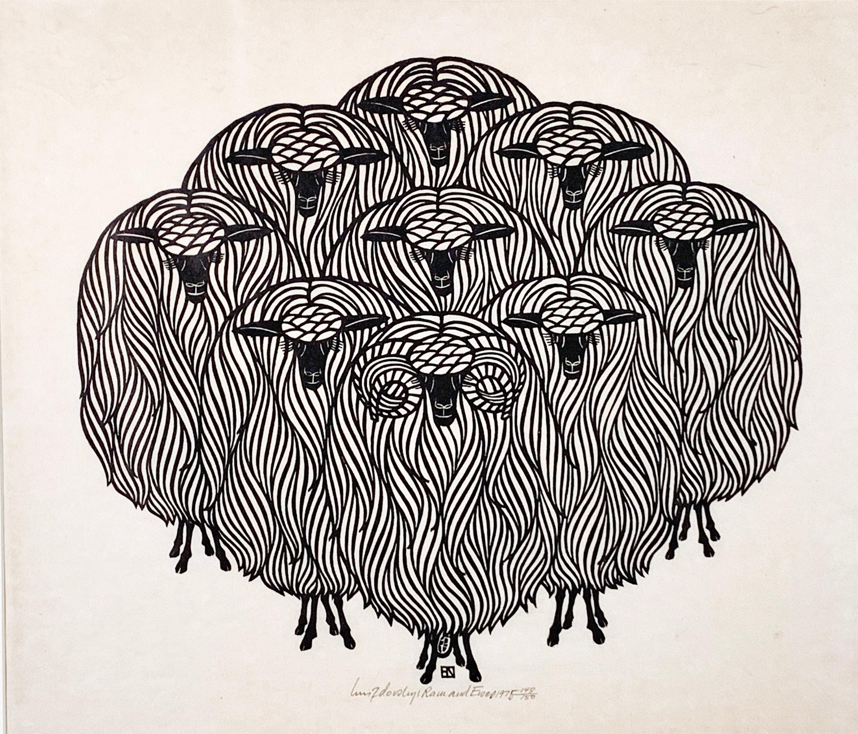 Jacques Hnizdovsky Animal Print - RAM AND EWES