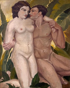 Jacques Hubert BONNEFOY "Adams & EVE" Olio su tela di grandi dimensioni, 1930