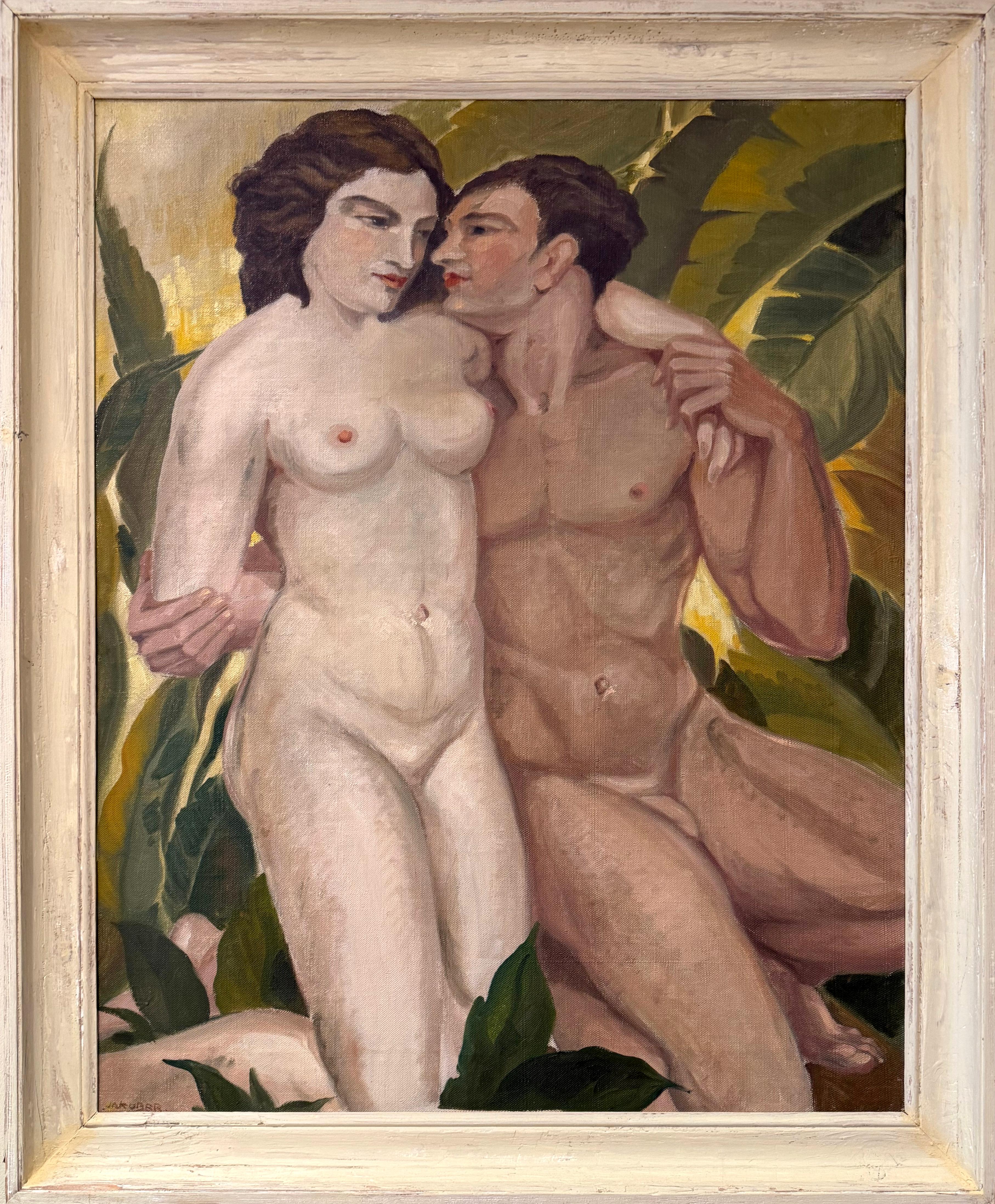 Jacques Hubert BONNEFOY "ADAM & EVE" Large Oil on canvas, 1930