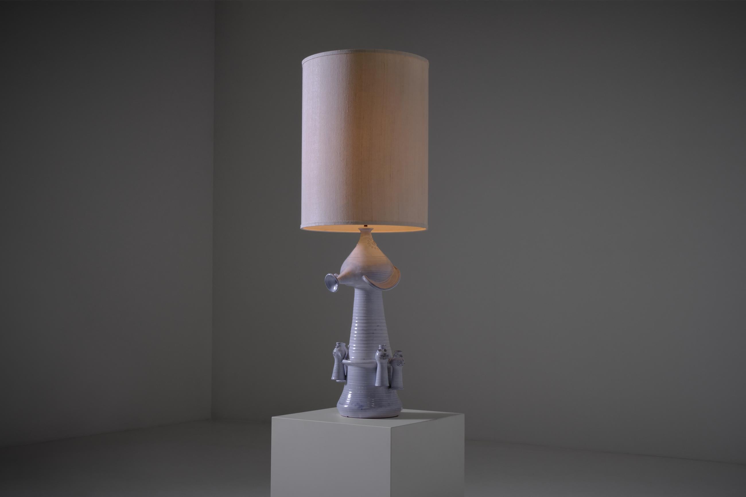 Jacques Ibarra XL Ceramic ‘Oiseau’ Lamp, France, 1960s For Sale 4