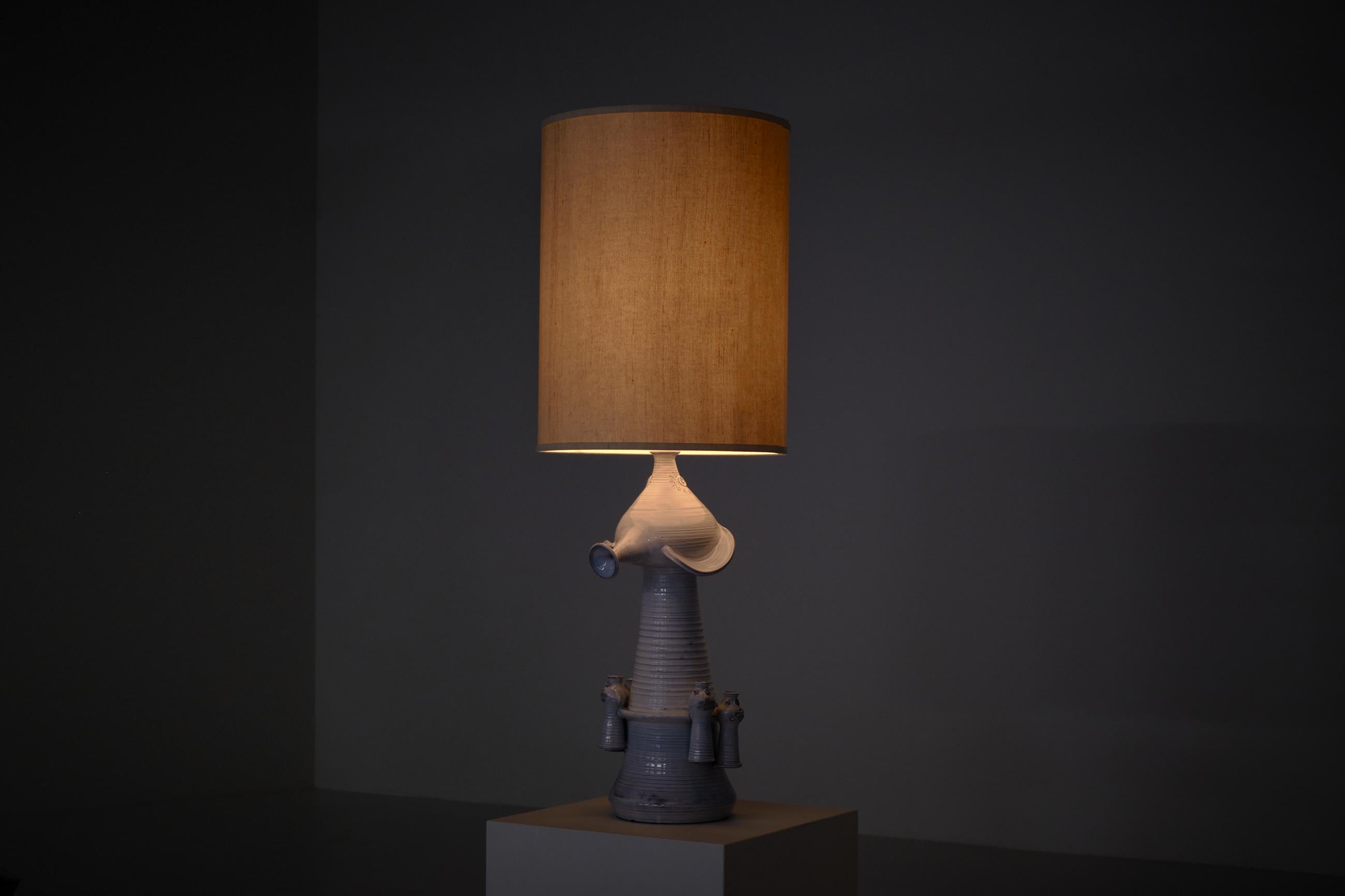 Jacques Ibarra XL Ceramic ‘Oiseau’ Lamp, France, 1960s For Sale 6