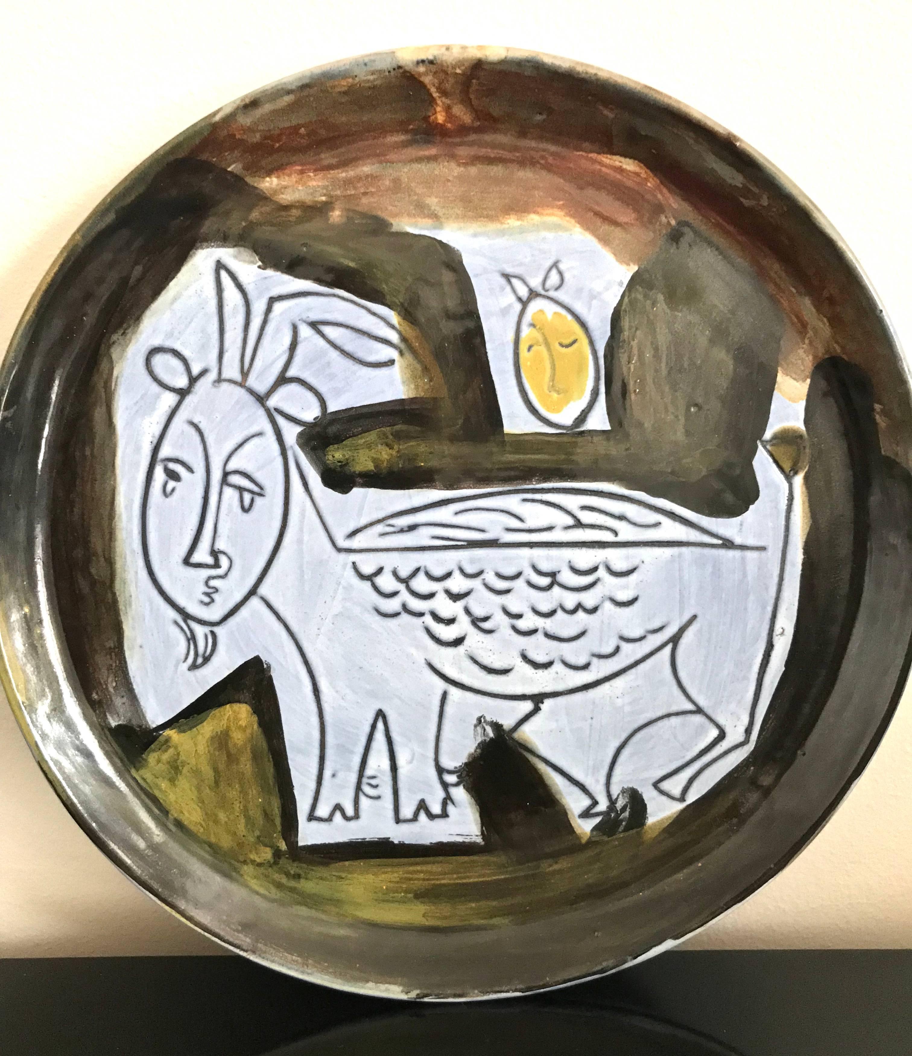 Decorative ceramic dish by Jacques Innocenti, France, 1950s.