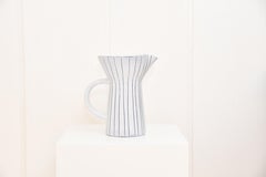 Jacques Innocenti - White and black glazed ceramic pitcher, Vallauris circa 1970