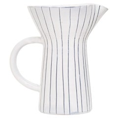 Jacques Innocenti - White and black glazed ceramic pitcher, Vallauris circa 1970
