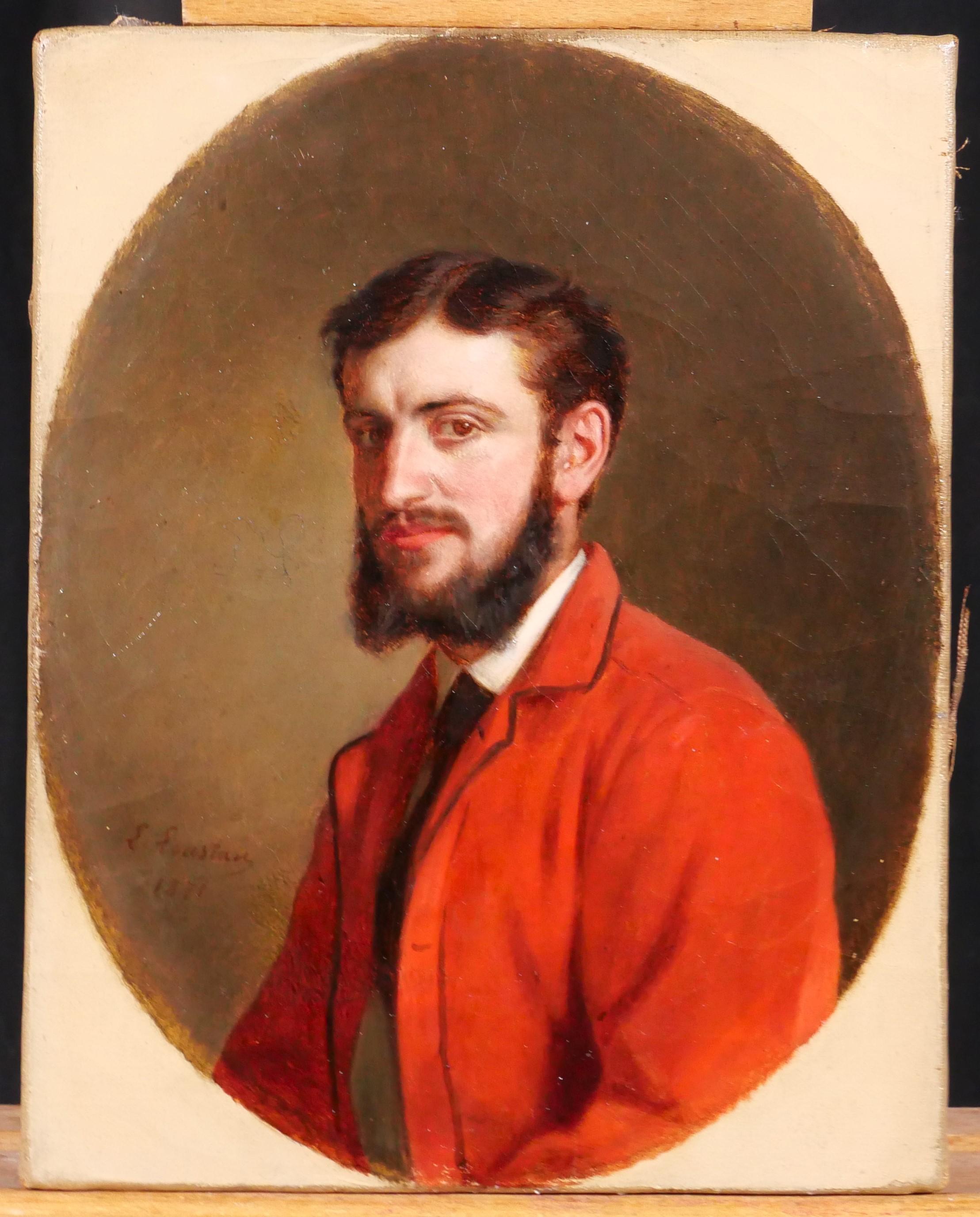 Porträt eines Mannes mit roter Jacke (Akademisch), Painting, von Jacques J. Leopold Loustau