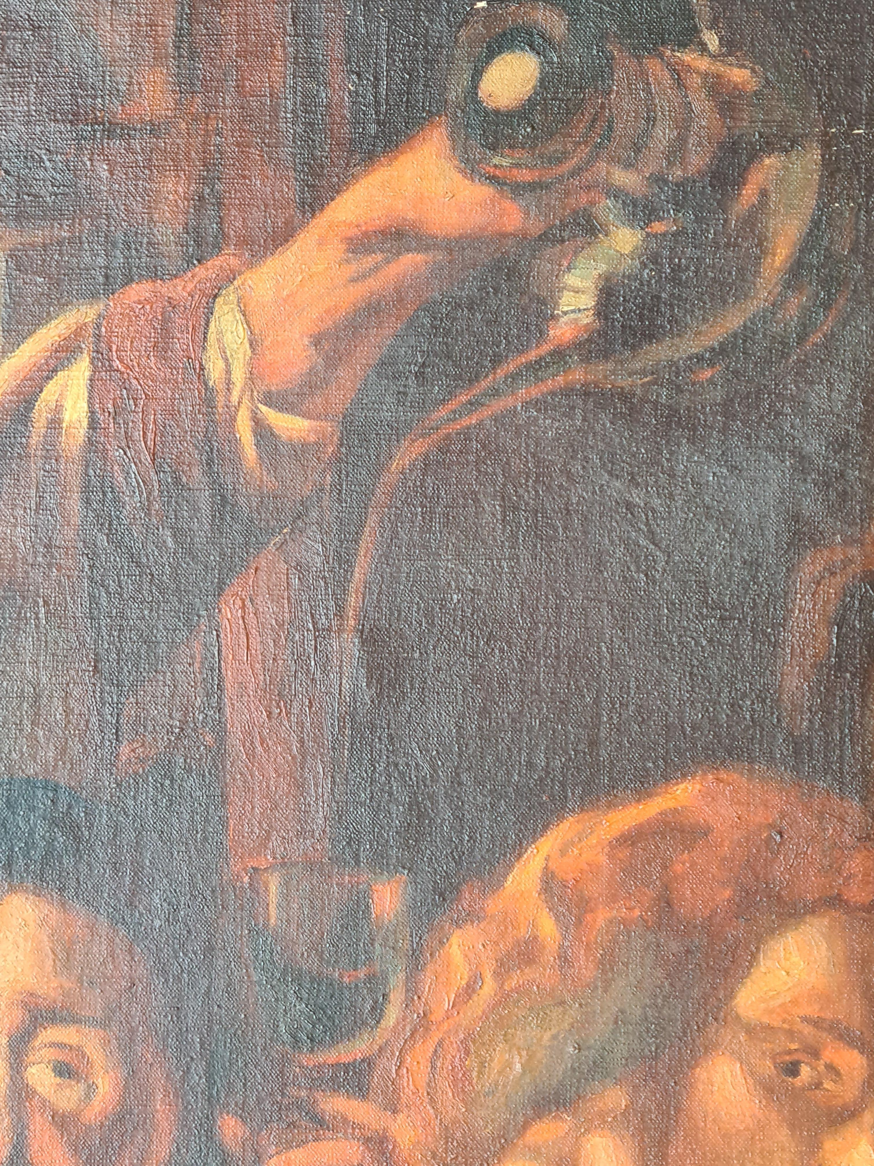 Il re beve, dopo il dipinto di Jacques Jordaens del 1640 - Interior Painting Marrone di Jacques (Jacob) Jordaens