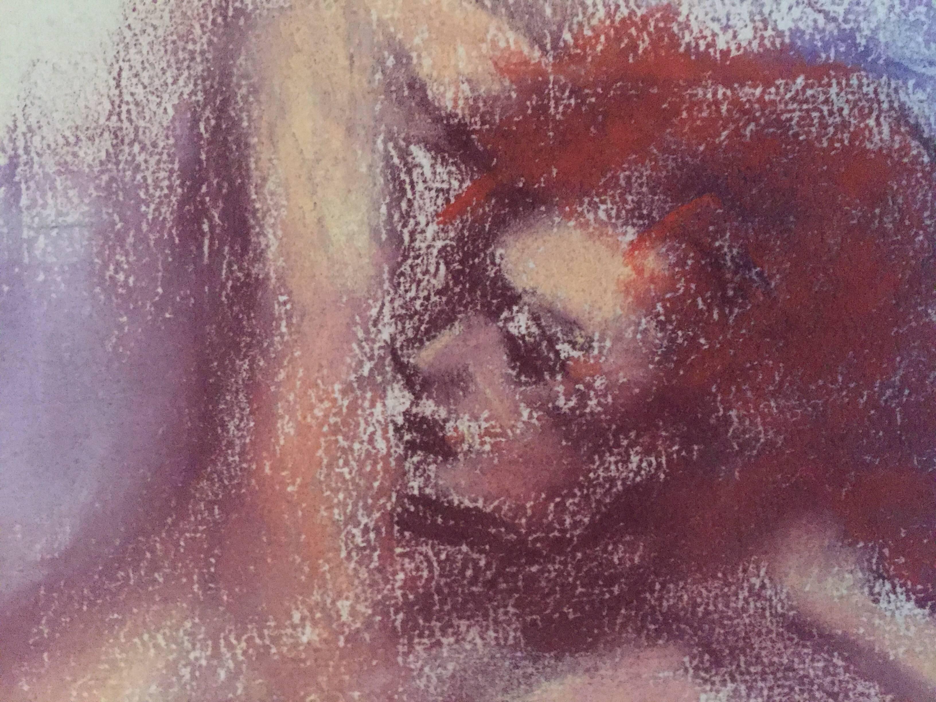 Nu féminin, dessin au pastel d'après Renoir École polonaise de Paris Artiste WPA Bezalel - Painting de Jacques (Jakub) Zucker