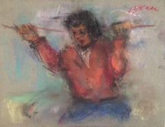 Pastel Drawing Polish Ecole D'Paris WPA Female Equestrienne