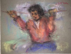 Dessin au pastel polonais Ecole D'Paris WPA Femme équestrienne