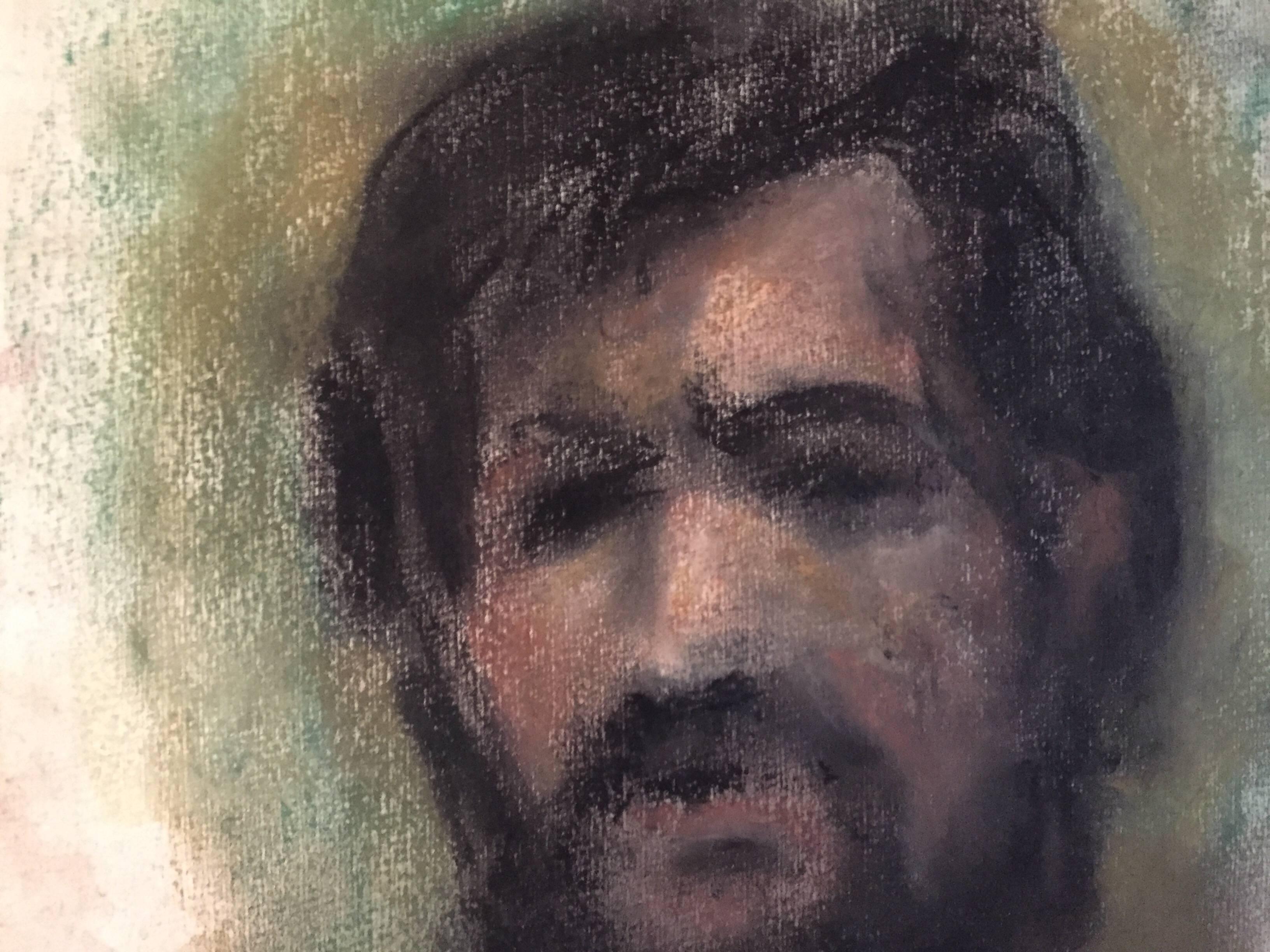 Porträtzeichnung Bärtiger Mann Ecole D'Paris, WPA, Bezalel Artist – Painting von Jacques (Jakub) Zucker