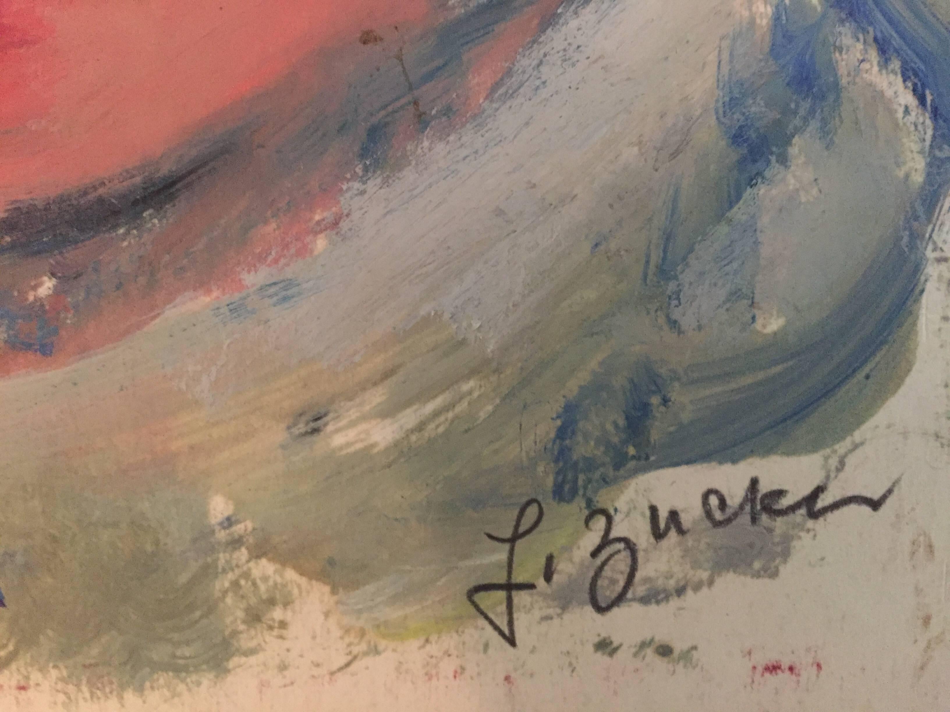 Rare peinture à l'huile d'autoportrait polonaise, Ecole D'Paris, WPA, Bezalel School - Moderne Painting par Jacques (Jakub) Zucker
