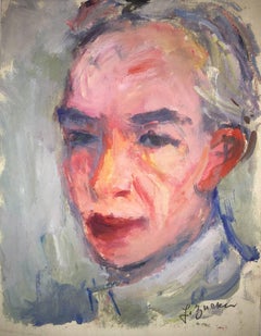 Rare Self Portrait Oil Painting Polish, Ecole D'Paris, WPA, Bezalel School