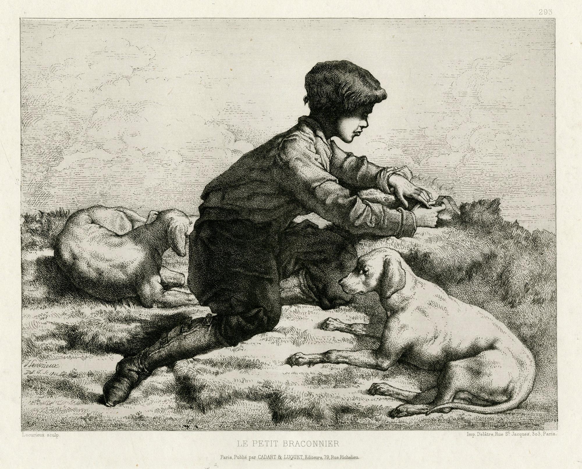 Landscape Print de Jacques-Joseph Lecurieux - Le Petit Braconnier