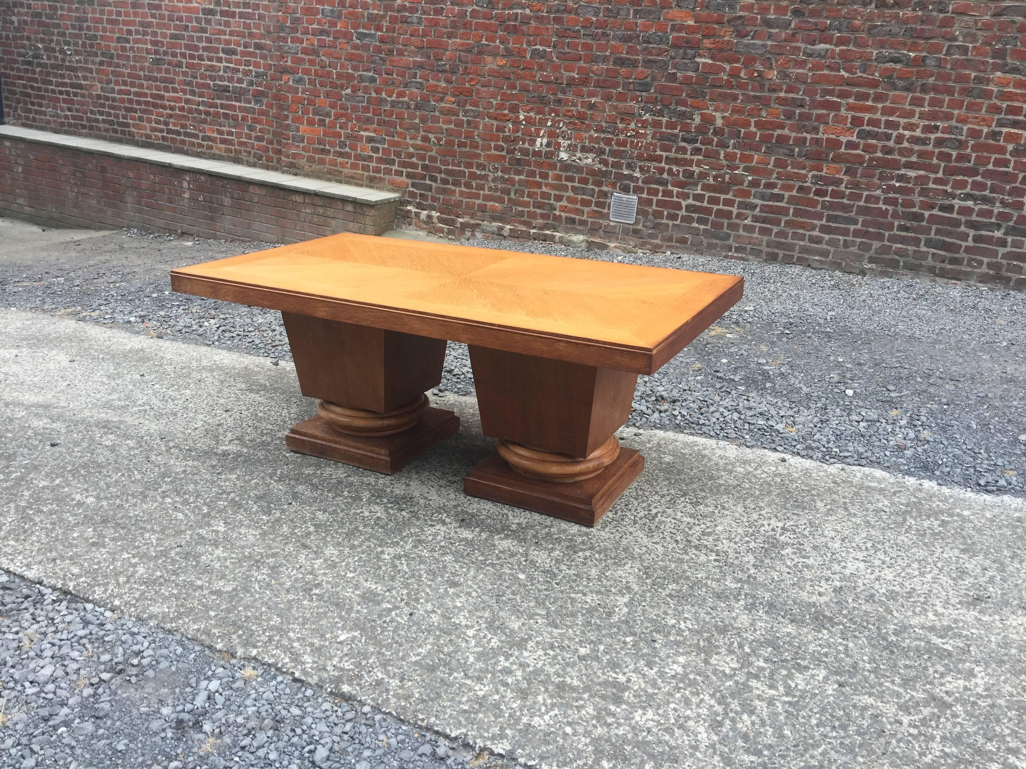 Jacques Klein, Art Deco Oak Table, circa 1939 In Good Condition In Saint-Ouen, FR