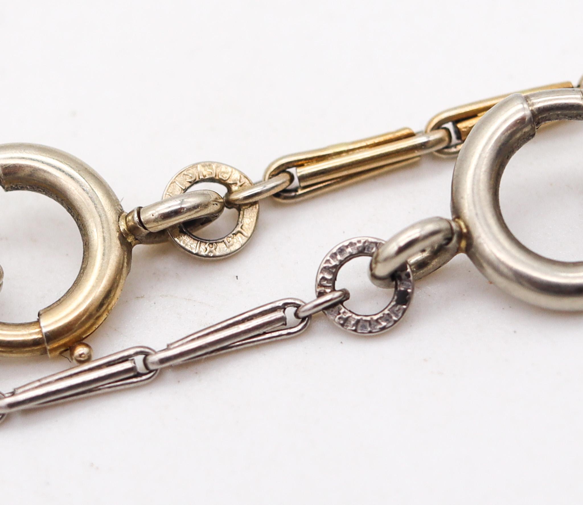 Art déco Jacques Kreisler & Co, collier 1920 en platine et or blanc 18 carats avec perles en vente